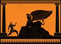 Oedipus asking the sphinx riddle greek mythology tale Royalty Free Stock Photo