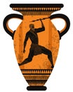 Orange and black painting greek amphora