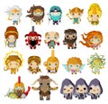 Greek mythology kawaii cute gods Royalty Free Stock Photo