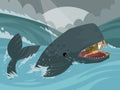 Jonah jonas old testament bible tale inside the cachalot whale big fish in the sea Royalty Free Stock Photo