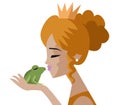 Cute princess kissing a frog Royalty Free Stock Photo