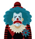 Sad depressed clown with blue hair Royalty Free Stock Photo