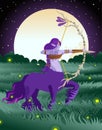 Purple huntress dryad centaur  in the night Royalty Free Stock Photo