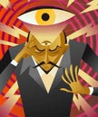 Paranormal third eye mentalist cartoon Royalty Free Stock Photo
