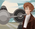 great female aviator near to a plane