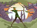 Robin hood ranger archer aiming Royalty Free Stock Photo