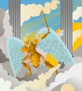 Angel warrior with sword on heaven Royalty Free Stock Photo