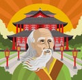 Great asian chinese thinker philosopher in temple