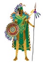 Aztec priest king with spear and shield