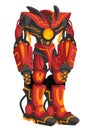 Giant flamethrower red cyborg robot