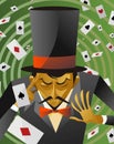 Top hat magician poker cards magic trick