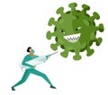 Coronavirus and doctor fighting for a vaccine