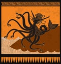 Orange and black scylla sea monster Royalty Free Stock Photo