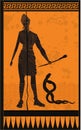 Tiresias blind greek prophet half woman and half man killing two snakes with a stick