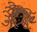 Orange and black gorgon medusa monster