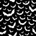 Hallowen pattern with flying bats in black Royalty Free Stock Photo