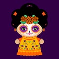 Day Of The Dead Classic Mexican Catrina Doll vector illustration. Royalty Free Stock Photo