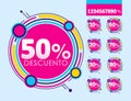 Descuento, Discount spanish text, Offer Editable online sale.