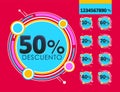 Descuento, Discount spanish text, Offer Editable online sale.