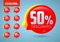 Descuento, Discount spanish text, Editable online sale.