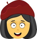 vector emoji yellow girl red beret Royalty Free Stock Photo