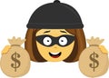 vector emoticon female robber