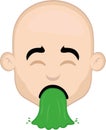 vector emoticon bald man cartoon vomit Royalty Free Stock Photo