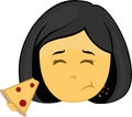 vector emoticon girl bitten slice of pizza