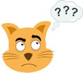 vector head feline cloud thinking question marks Royalty Free Stock Photo