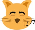 vector head cat whistle musical notes Royalty Free Stock Photo