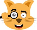 vector emoji head feline looking magnifying glass Royalty Free Stock Photo