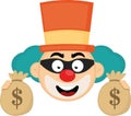 head clown thief bags of money Royalty Free Stock Photo
