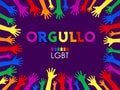 Orgullo, Pride Spanish text LGBT Support vector banner Design.