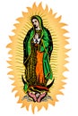 Virgin of Guadalupe, Mexican Virgen de Guadalupe color vector illustration Royalty Free Stock Photo