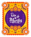 Dia de Muertos, Day of Dead spanish text Offering vector illustration