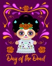 Day of the Dead Classic Mexican Catrina Doll and ornaments Royalty Free Stock Photo