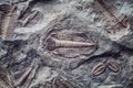 The imprint of the ancient trilobites in a stone. Trilobites, a fossil group of extinct marine arachnomorph arthropods Royalty Free Stock Photo