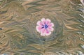 Imprint ebru texture on paper with big flower