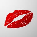 Imprint female lips on a paper. Red Lipstick. Stock illus