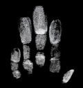 Imprint of hand on black background. Palm or hand print