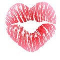 Imprint of heart shaped lips