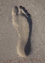 Imprint of human feet in the sand