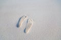 Imprint of man`s foot on the sand on the beach Royalty Free Stock Photo