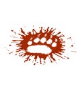 Imprint of the predator paw in perspective among mud splashes. Royalty Free Stock Photo