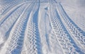 Imprint of a truck tire on the snowy road