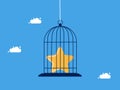 Imprison or control success. Lock the stars in the birdcage. business concept