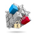 The imprisoned Rubik`s Cube. Royalty Free Stock Photo