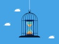 imprisonment or time control Lock your watch in the birdcage. concept of business