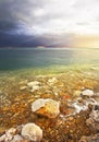 Improbable effects during a thunder-storm on the Dead Sea Royalty Free Stock Photo