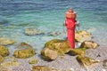 An improbable hydrant at the seaside - Plenty of water concept image Royalty Free Stock Photo